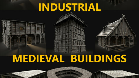 MEDIEVAL INDUSTRAIL FANTASY TOWN VILLAGE BUILDINGS COLLECTION