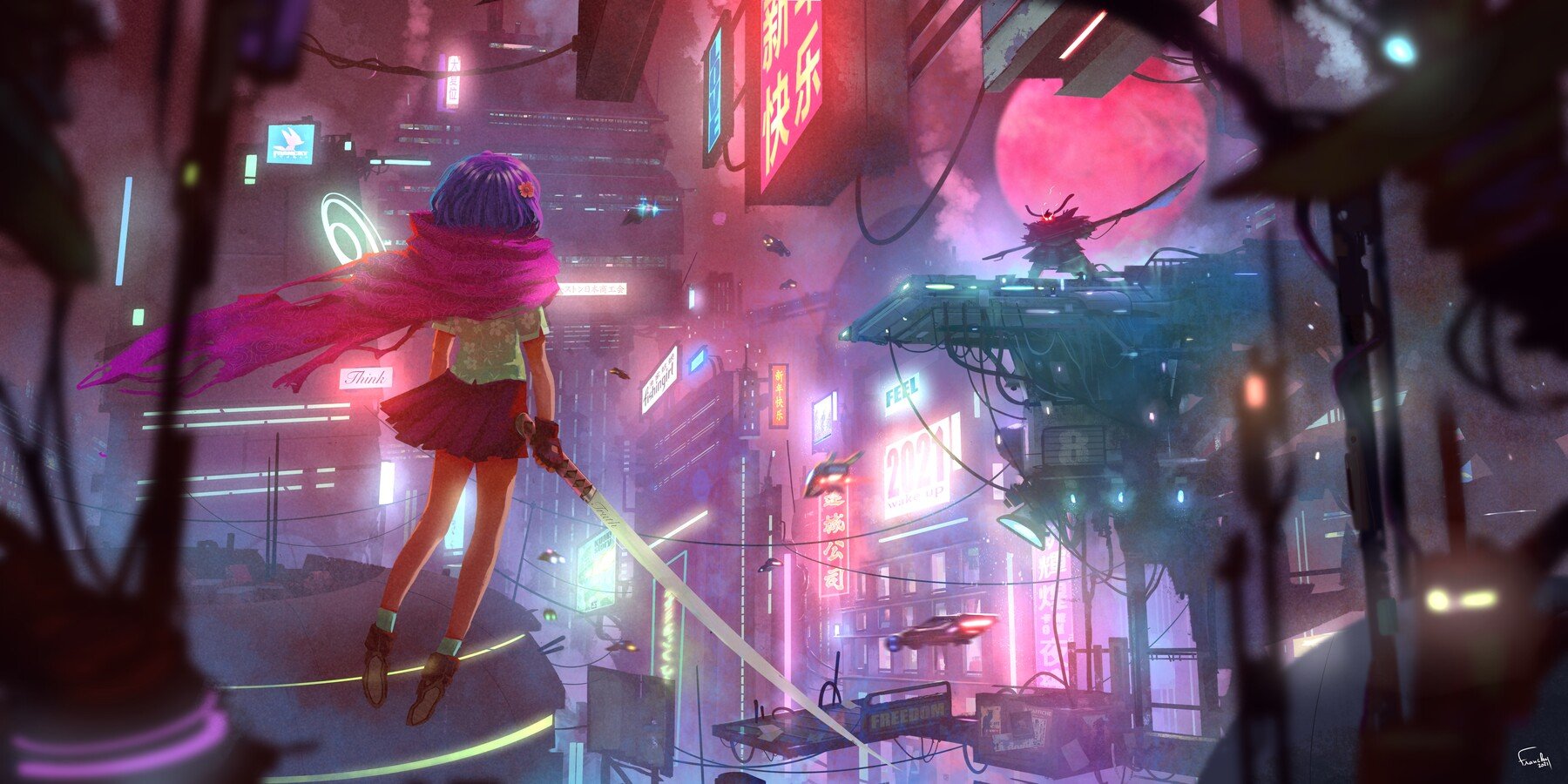 Franck Demollière - Cyberpunk Anime Illustration