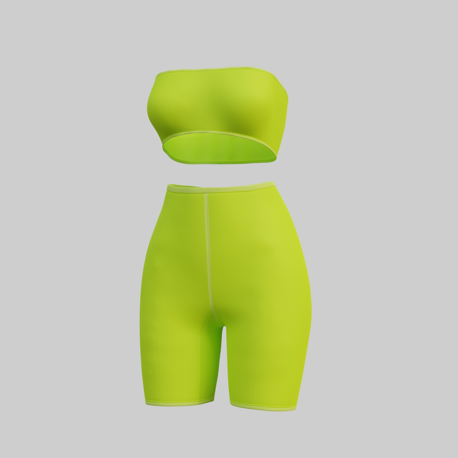 ArtStation 3D Neon Biker shorts set 2 piece shorts and tube top outfit Resources