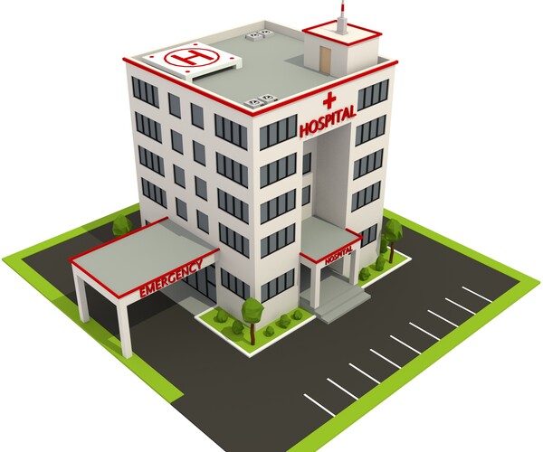 ArtStation - Isometric Cartoon Low Poly Hospital Building 3D model Low ...