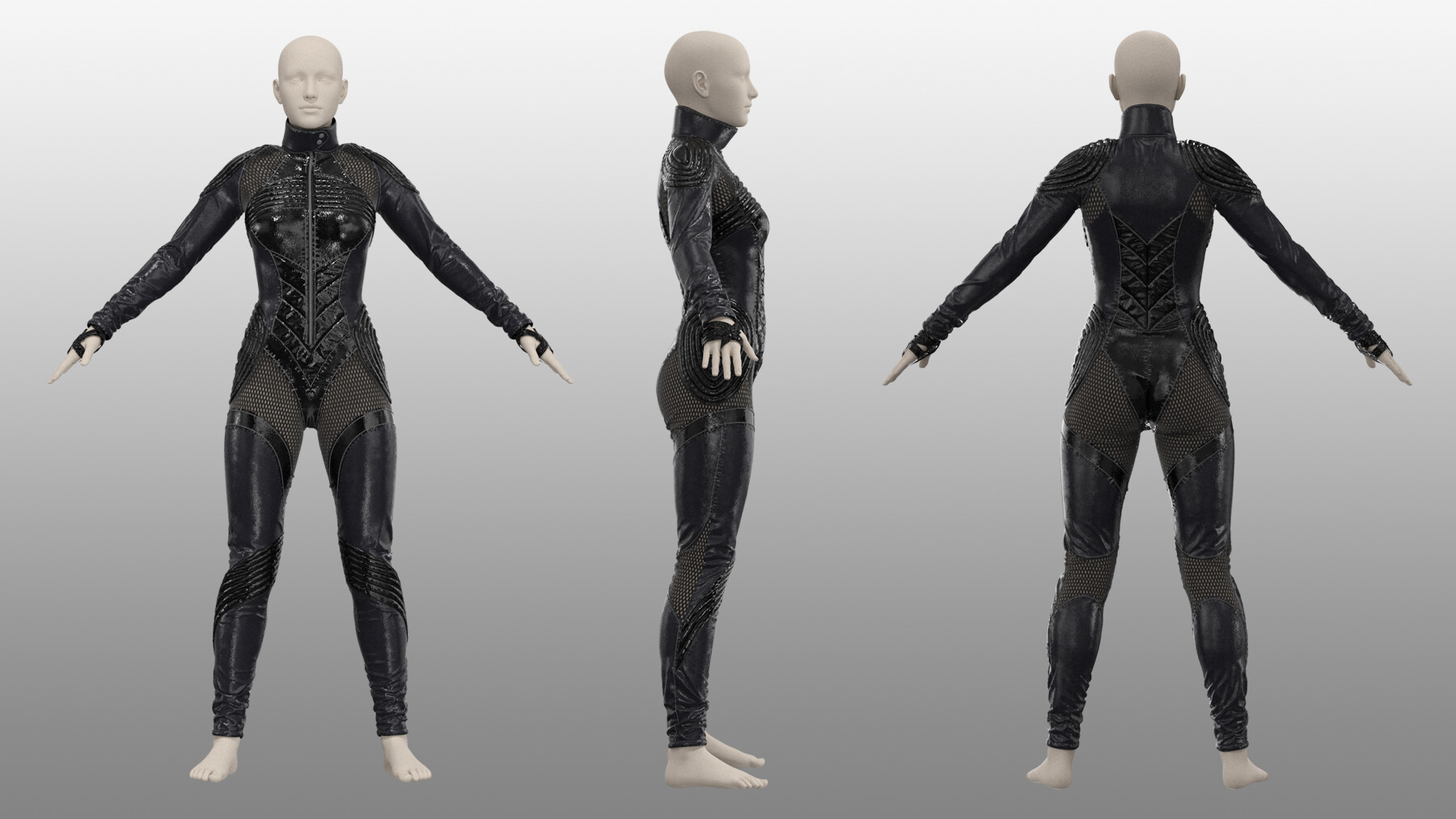 ArtStation - Female Lether Outfit. Clo3d, MD projects +OBJ, FBX | Game ...