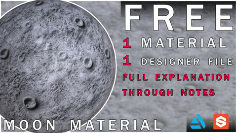 Free - PBR Moon Material + Designer File with notes + SBS