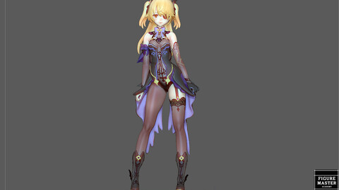 FISCHL GENSHIN IMPACT SATUE CUTE GIRL GAME CHARACTER ANIME 3D print model