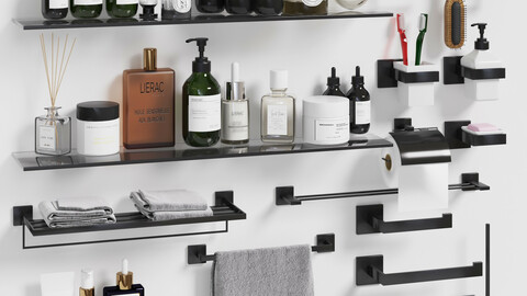 3dasset bathroom accessories black