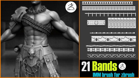 21 IMM brush bands for Zbrush