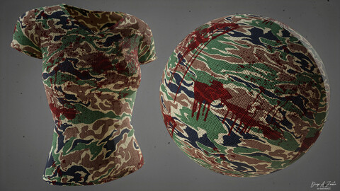 PBR  FABRIC CAMOUFLAGE PACK (3 STYLES - CLEAN / BLOODY / DIRTY MUD) 4K MATERIAL