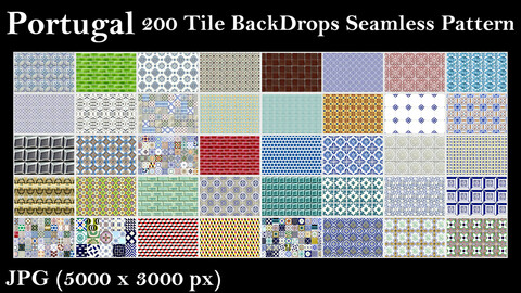 200 Portuguese Azulejo Seamless
