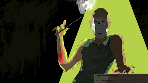 The Joker comic art in the Cave