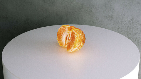 Half Peeled Mandarin Orange [3d Scan Model: Food / Fruit]