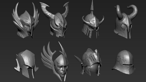 Set of 3d Printable Medieval Helmets Part 1