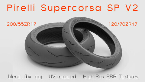 Pirelli Supercorsa SP V2 Motorcycle Tires 3D Models