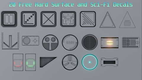 20 Free Hard Surface and Sci-Fi Decal Pack