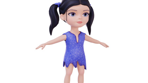 Cartoon small girl brunette