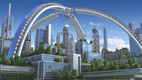 Futuristic Green City 6. (HD)