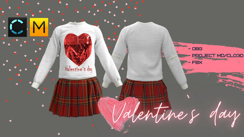 Valentine`s day (sweatshirt + skirt)
