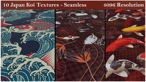 Vol . 8 - 10  Japan Koi Textures - Seamless