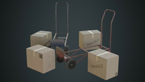 Hand Truck And Boxes 2B
