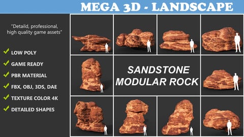 Low poly Sandstone Rock Modular 210131