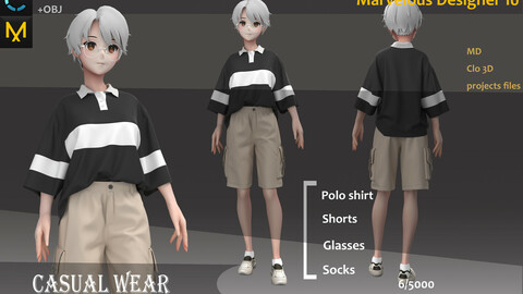 Men's Sportswear_Casual Outfit_Female Outfit_ Marvelous Designer, CLO3D