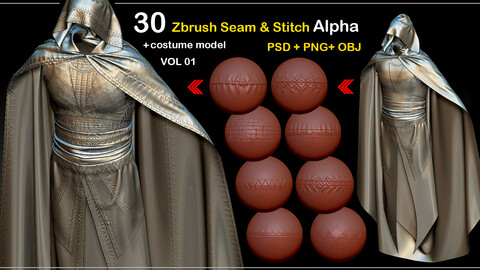 30 Zbrush seam & stitch alpha