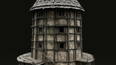 ENTERABLE AAA NEXT GEN MEDIEVAL CITY TOWN ROUND WATCHTOWER