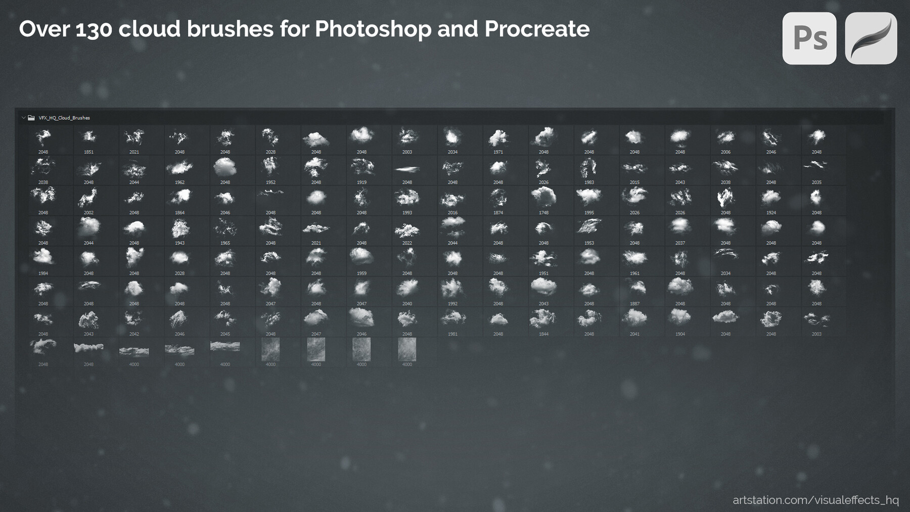 130 Hi-Res Cloud Textures and Brushes for VFX and Concept Art (Great for  Dust & Smoke FX)