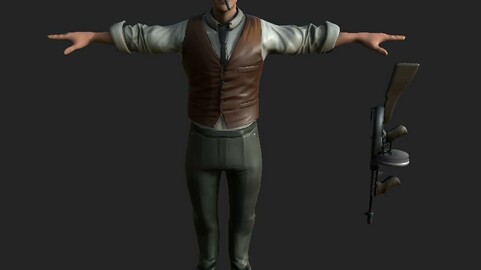 mafia man animated gameready realistic model Low-poly 3D model