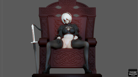 2B NEAR AUTOMATA GAME CHARACTER GIRL ANIME CHAIR VERSION 3D print model