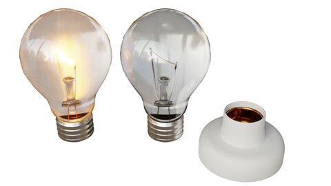 Light Bulb with Holder Low-poly 3D model