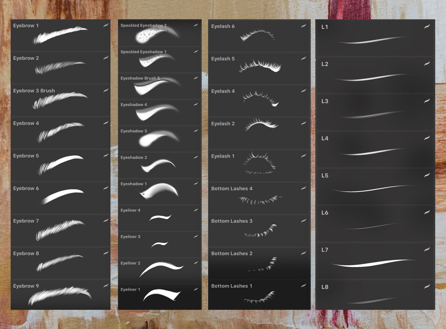 ArtStation 3 in 1 Pack Procreate Eyelash & Eyebrow Brushes. Procreate