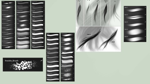 5 Hair & 56 Extra Procreate & Photoshop Brush Set