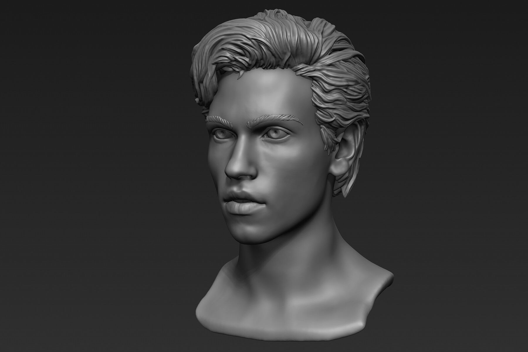 Male Head with Hair Sculpt | 3D model