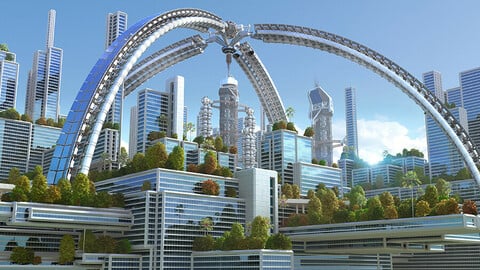 Futuristic City 9. Green Architecture - Illustration Pack