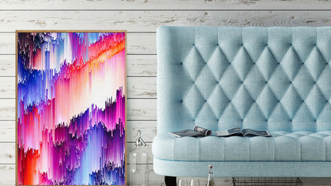 Abstract Glitch Pixel Art Colorful Design