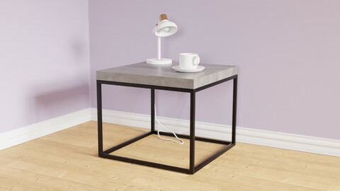 Side Table Concrete with Black DELANO