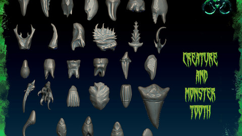 Creature and Monster Tooth-Zbrush 30 Assorted Tooth IMM Brush