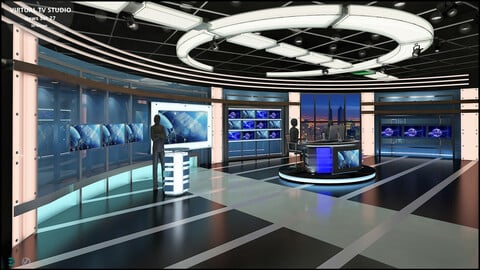 Virtual TV Studio News Set 27