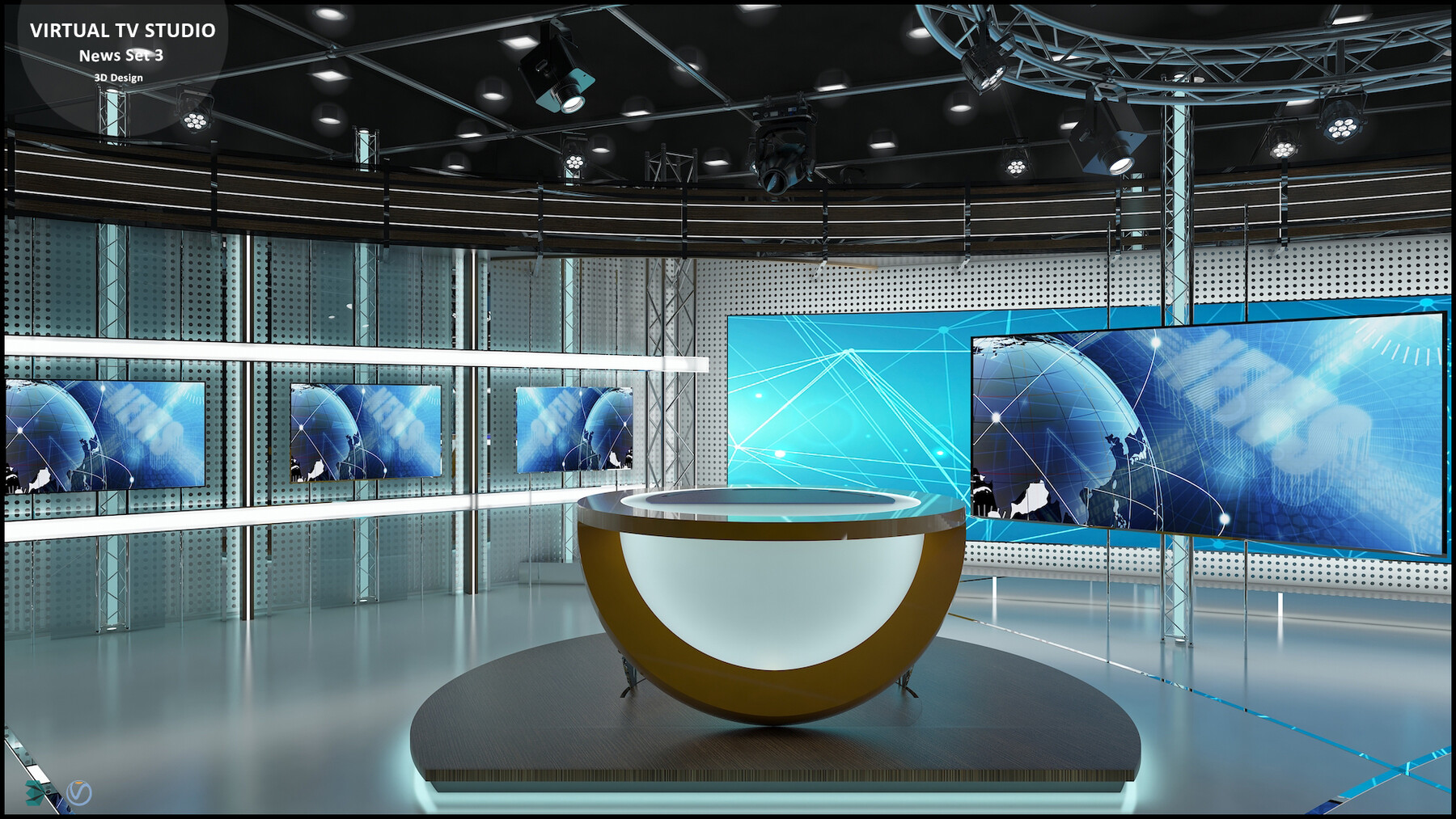 Artstation - Virtual Tv Studio News Set 3 