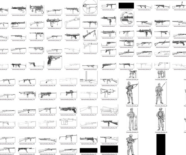 ArtStation - 3500+ WEAPON REFERENCE BRUSHES [CHETBRUSHES] | Brushes