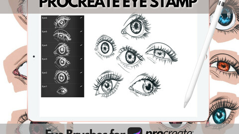 Procreate Brushes | Sketch Eye Brushes - 6 Eye Brushes for Procreate