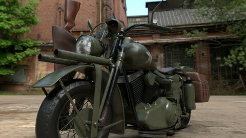 Motorcycle Custom Military HD Game Ready