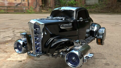 Futuristic Vintage Car Game Ready