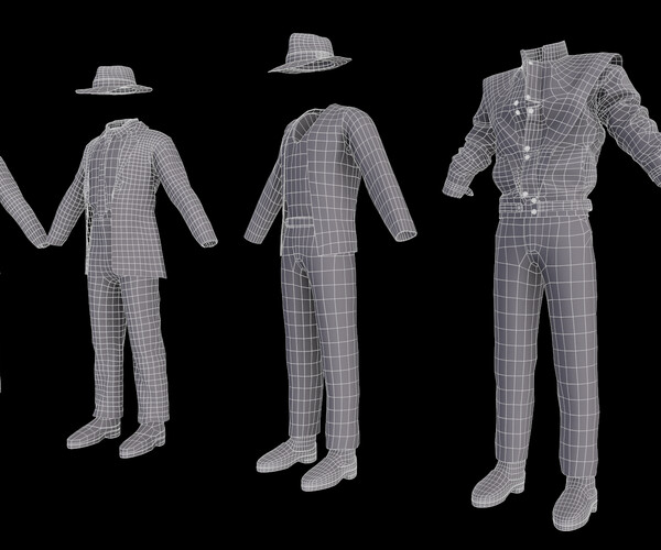 3D model Michael Jackson Set Of Four Outfit VR / AR / low-poly