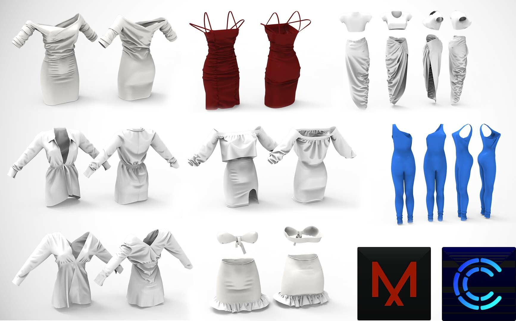ArtStation - 8 casual MD / Clo3D Dresses | Game Assets