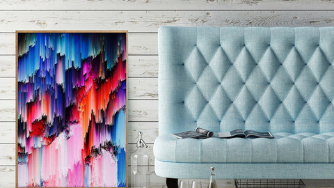 Abstract Glitch Pixel Art Colorful Design Poster