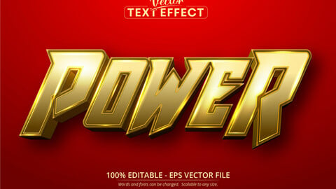 Power text, cartoon style editable text effect