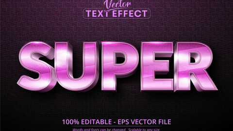 Super text, shiny pink color style editable text effect