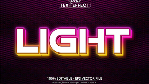 Light text, neon style editable text effect