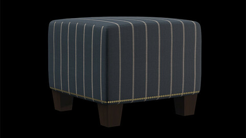 McKenzie Ottoman indigo blue stripe