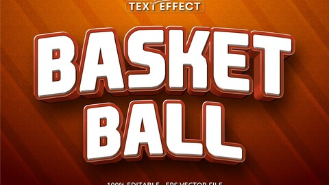 Basketball text, cartoon style editable text effect